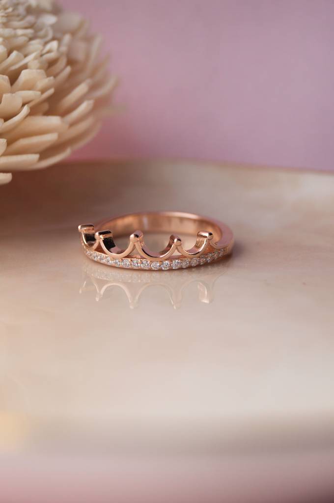 Crown Rose Gold Plated Sterling Silver Ring : MZRRC396D890