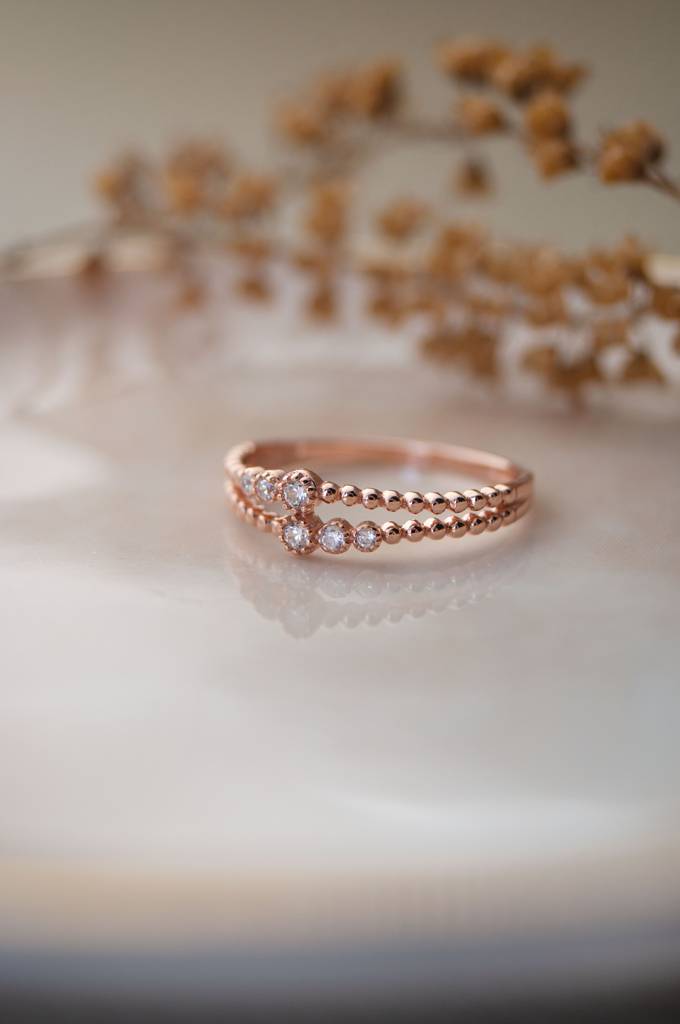 Dainty Miracle Rose Gold Plated Sterling Silver Ring : MZRRC398D903