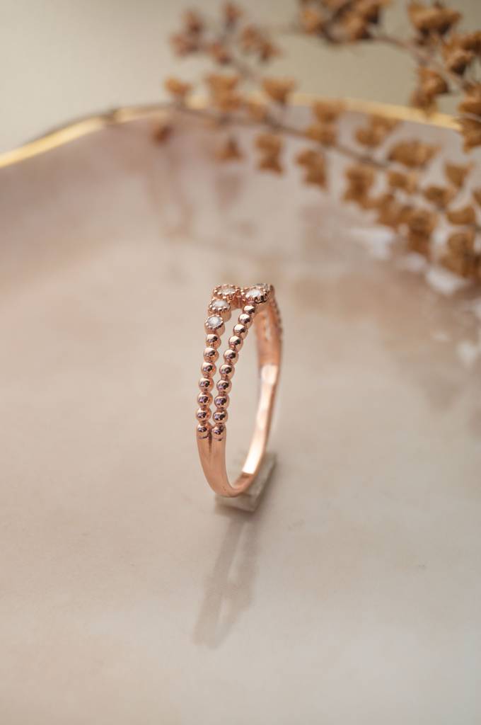 Dainty Miracle Rose Gold Plated Sterling Silver Ring : MZRRC398D903