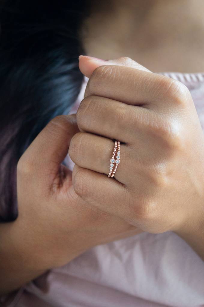 Dainty Miracle Rose Gold Plated Sterling Silver Ring : MZRRC398D903