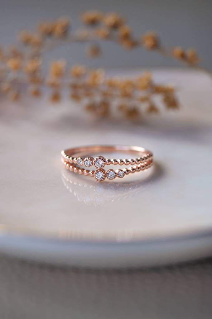 Dainty Miracle Rose Gold Plated Sterling Silver Ring : MZRRC398D903