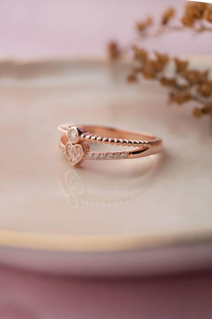Along Your Heart Rose Gold Plated Sterling Silver Open Ring : MZRRC412D940