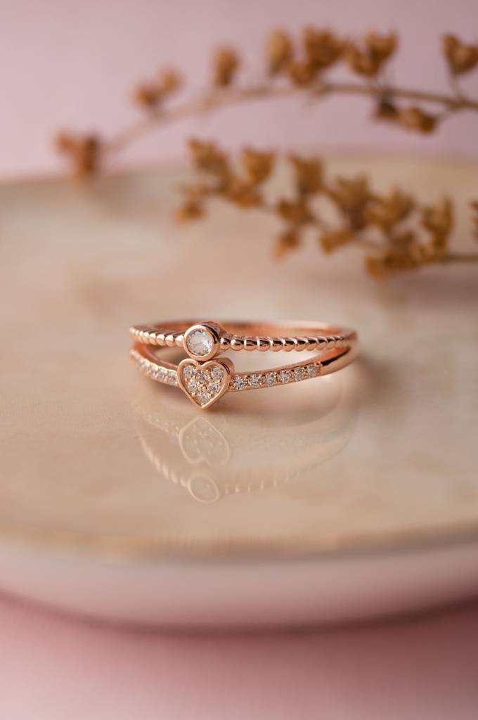 Along Your Heart Rose Gold Plated Sterling Silver Open Ring : MZRRC412D940