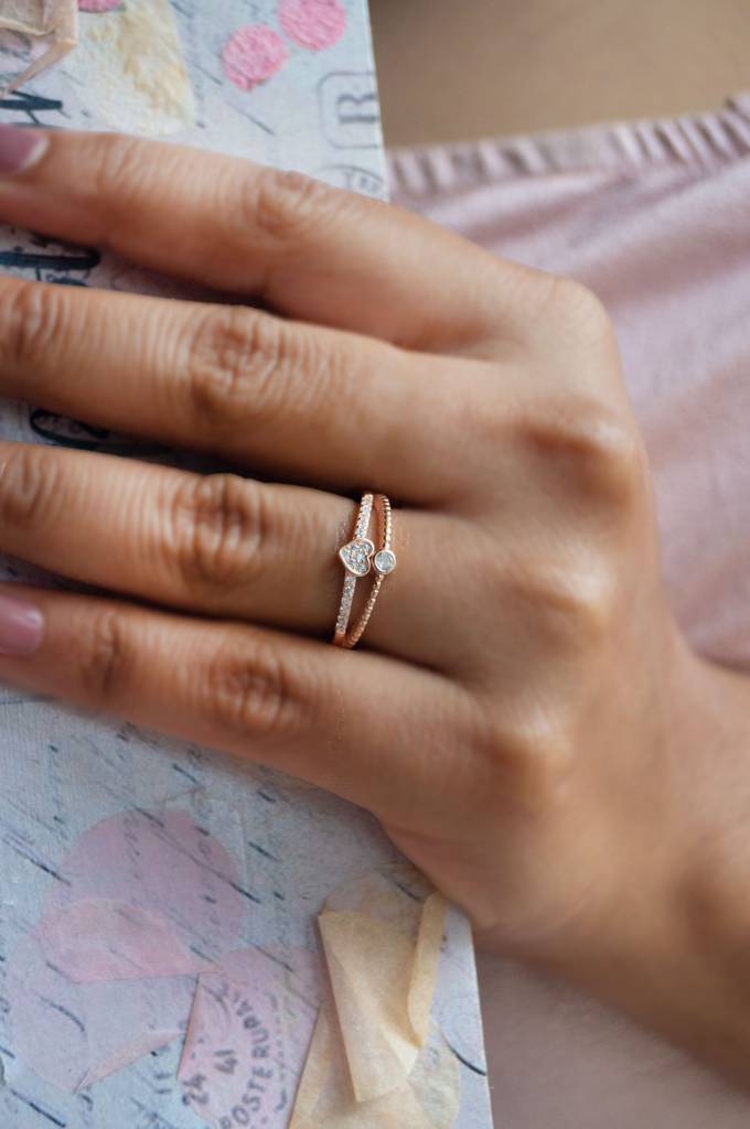 Along Your Heart Rose Gold Plated Sterling Silver Open Ring : MZRRC412D940