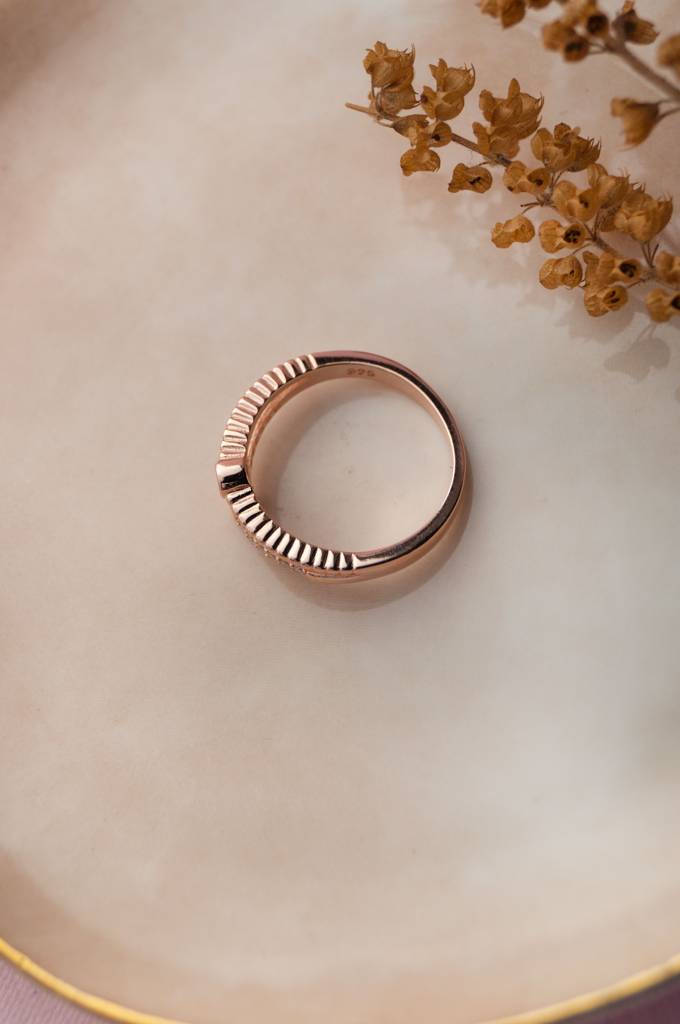 Along Your Heart Rose Gold Plated Sterling Silver Open Ring : MZRRC412D940