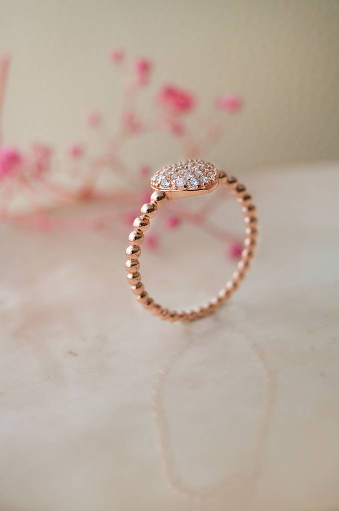 Adorable Cluster Heart Rose Gold Plated Sterling Silver Ring : MZRRC516D1196