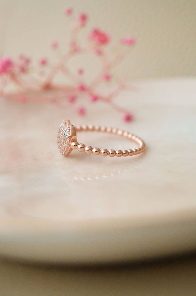 Adorable Cluster Heart Rose Gold Plated Sterling Silver Ring : MZRRC516D1195