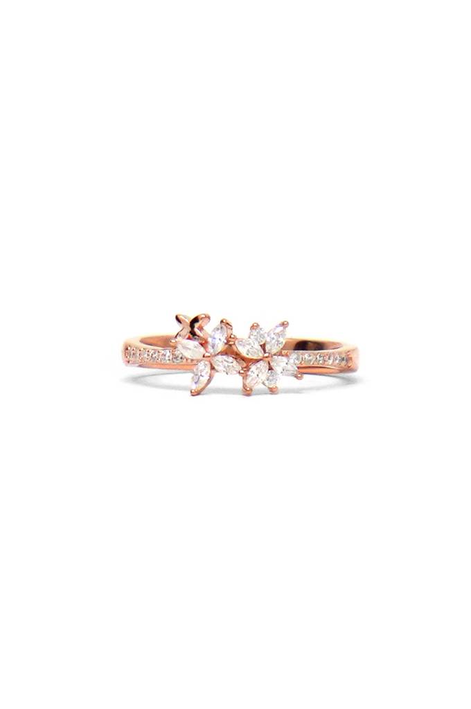 Floral Miracle Rose Gold Plated Sterling Silver Ring : MZRRC720D1704