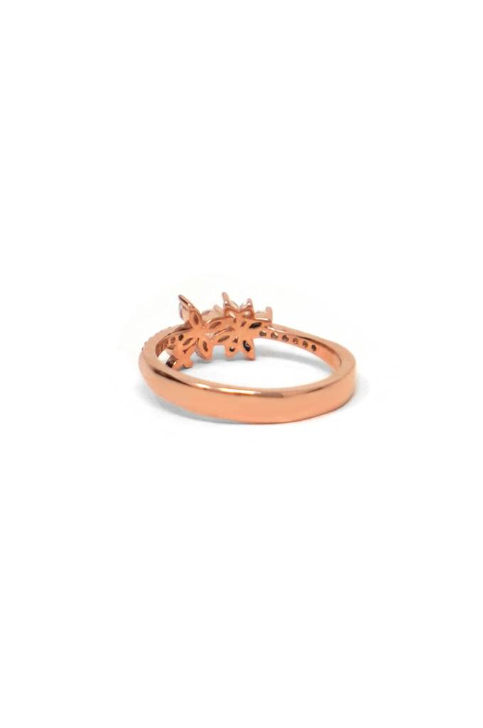 Floral Miracle Rose Gold Plated Sterling Silver Ring : MZRRC720D1704
