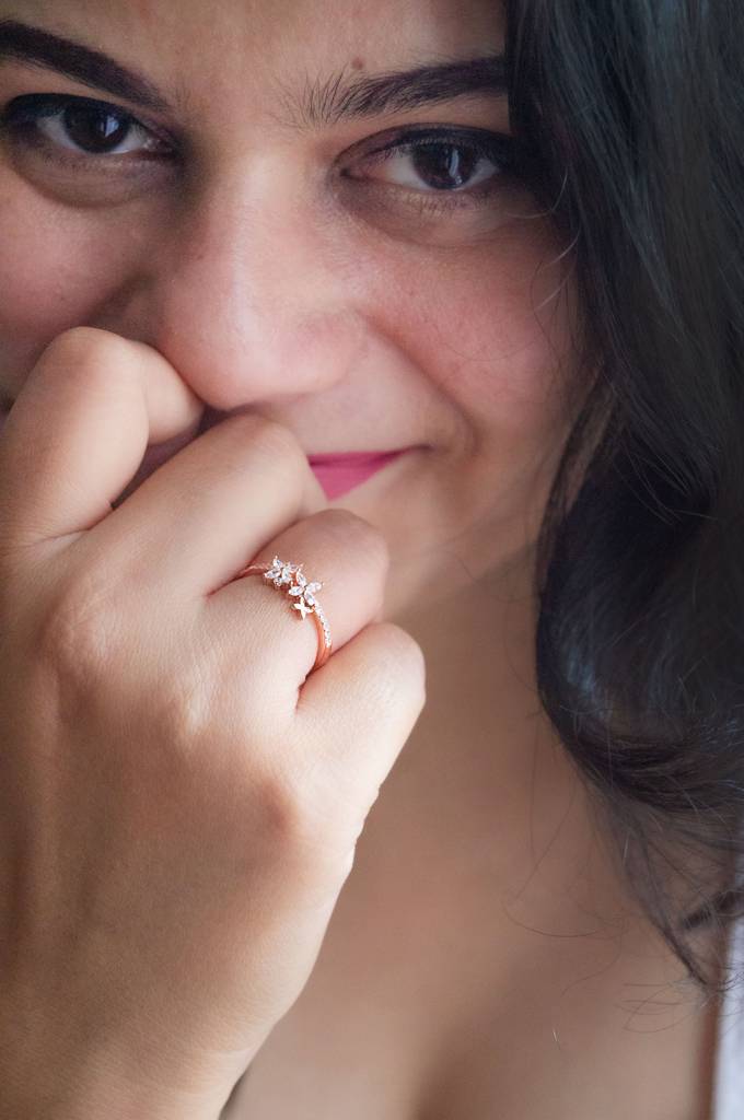 Floral Miracle Rose Gold Plated Sterling Silver Ring : MZRRC720D1705