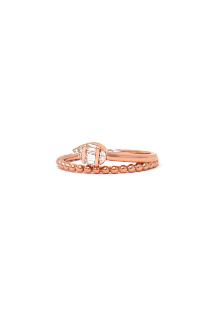 Ornate Glam Rose Gold Plated Sterling Silver Ring : MZRRC769D1789