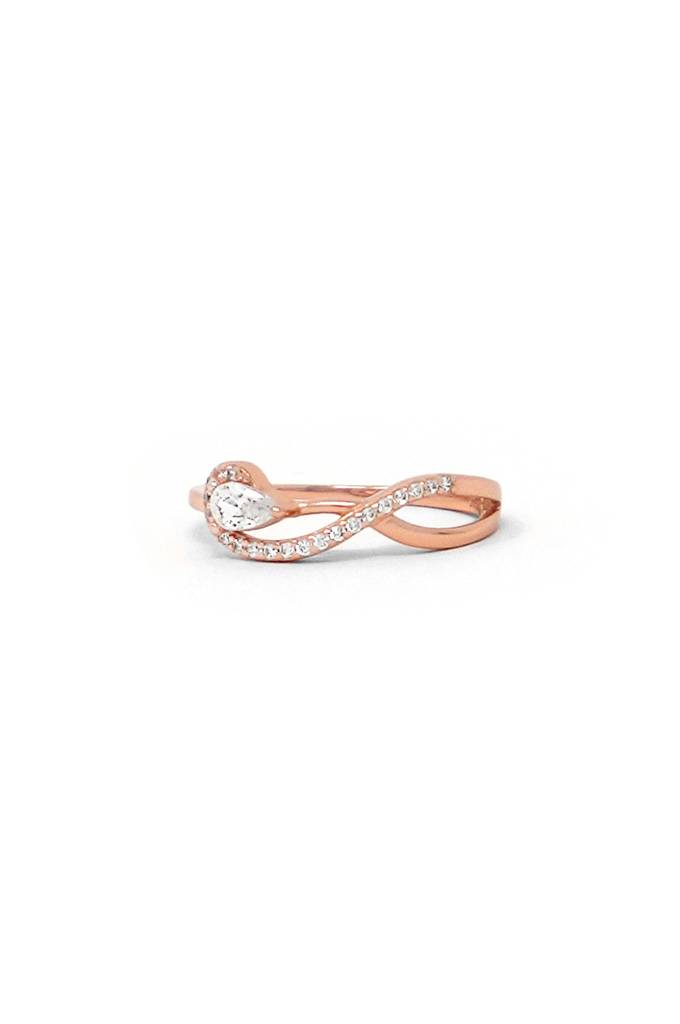 Swirl With A Solitaire Bling Rose Gold Plated Sterling Silver Ring : MZRRC770D1794