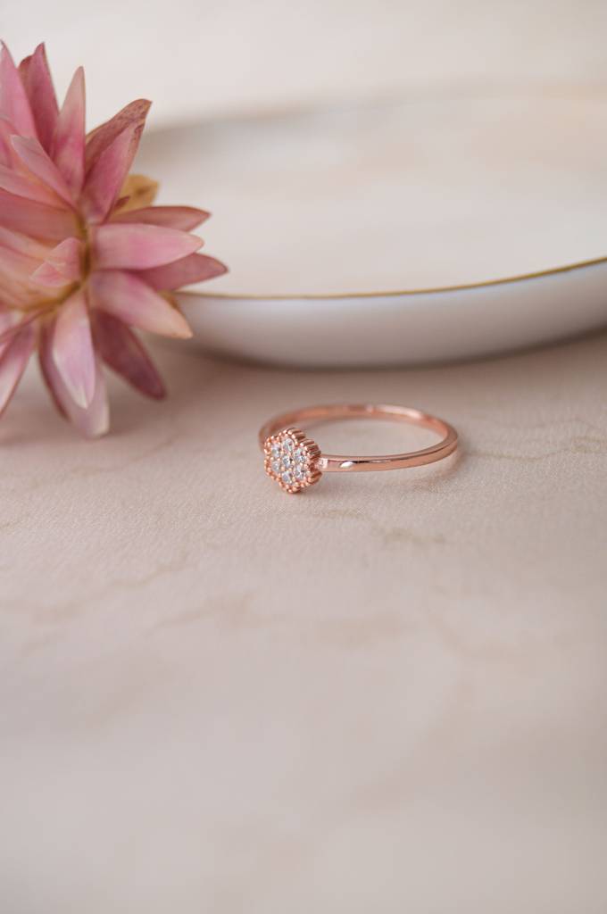 Elder Flower Rose Gold Plated Sterling Silver Ring : MZRRC773D1804