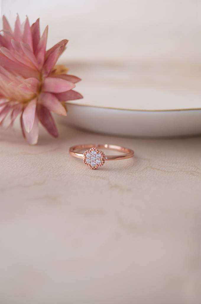 Elder Flower Rose Gold Plated Sterling Silver Ring : MZRRC773D1802