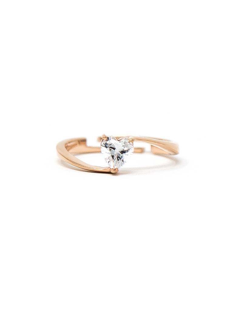 Heart Solitaire Rose Gold Plated Sterling Silver Adjustable Ring : MZRRSA602D1445