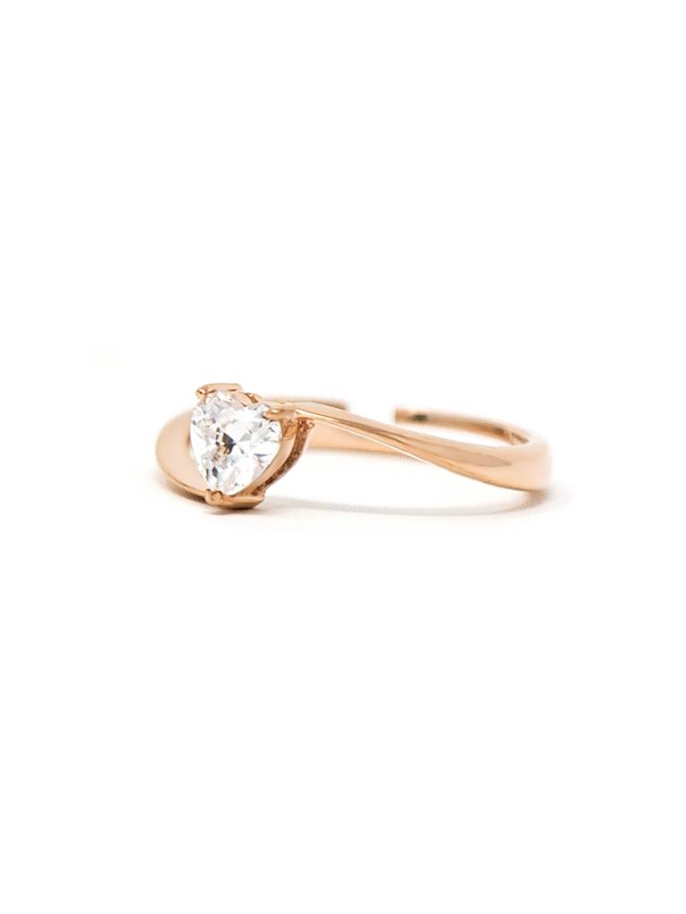 Heart Solitaire Rose Gold Plated Sterling Silver Adjustable Ring : MZRRSA602D1445