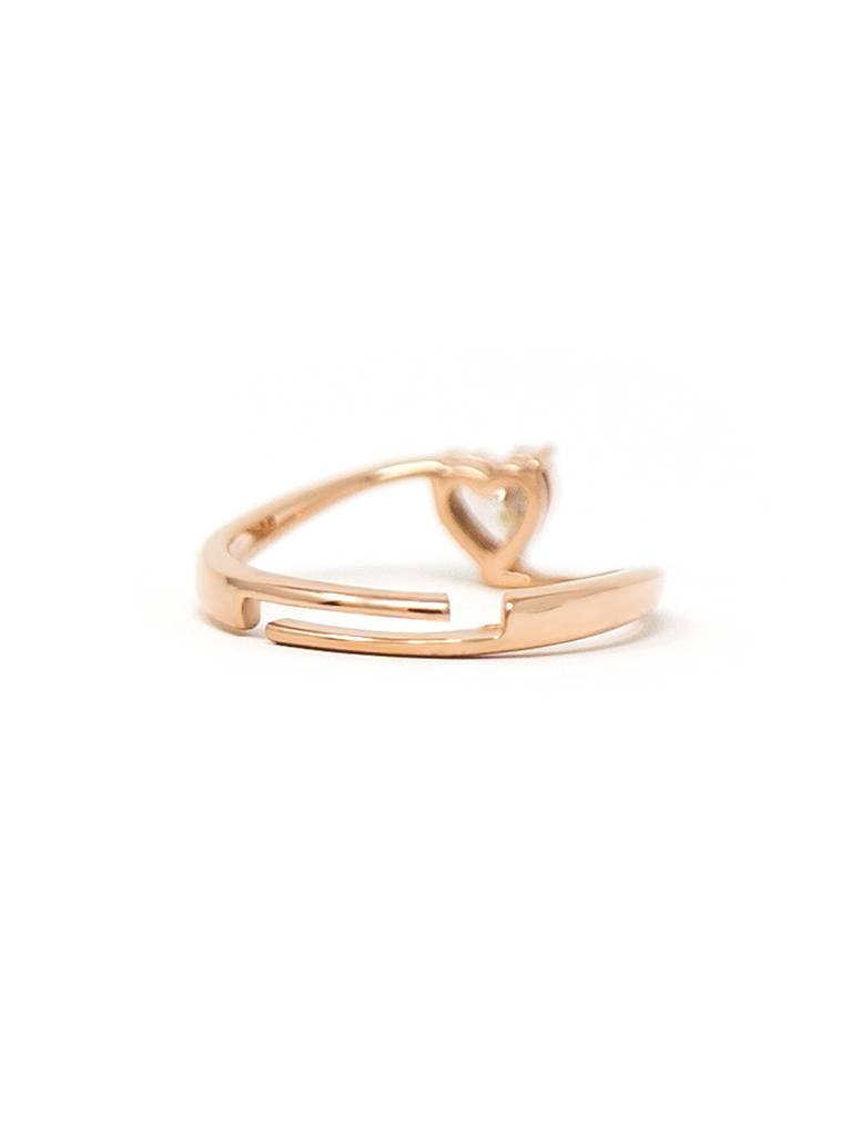 Heart Solitaire Rose Gold Plated Sterling Silver Adjustable Ring : MZRRSA602D1445