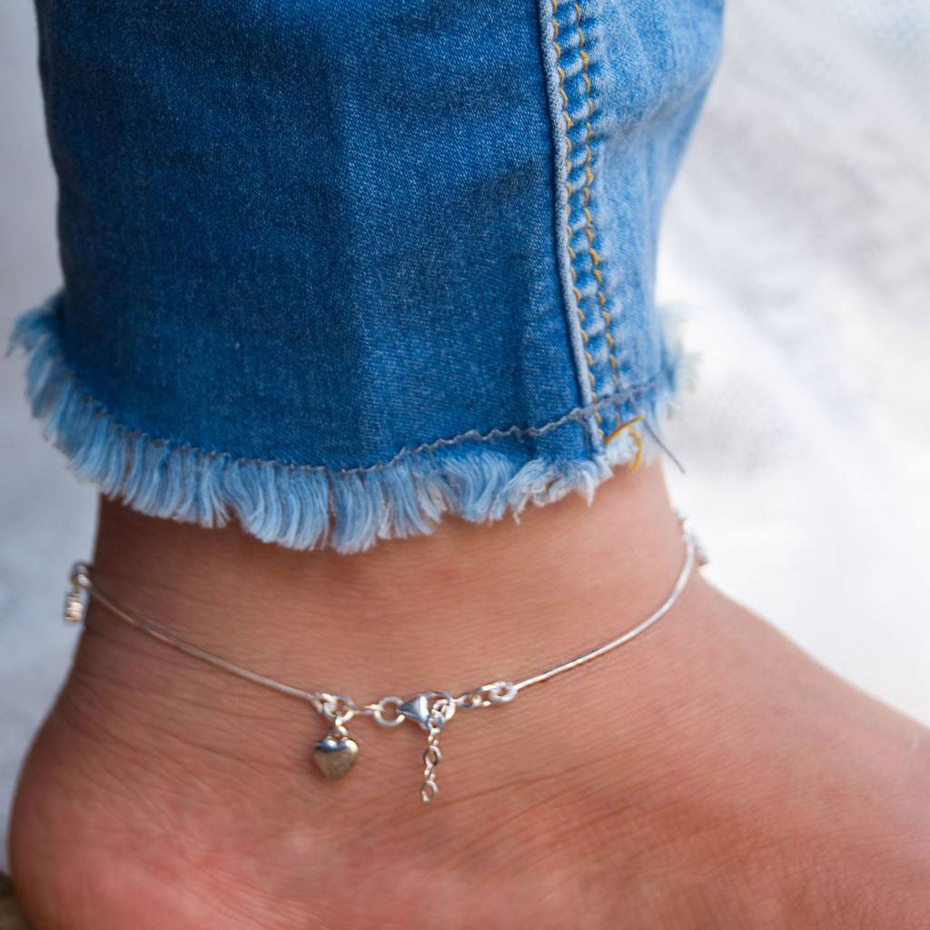 Mannash Floral Cluster Charms Sterling Silver Anklet : MZSAP661D1571