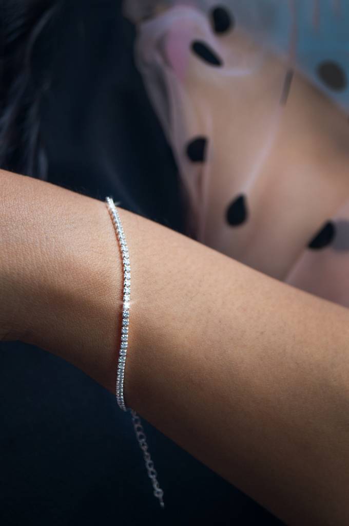 Mannash Sparkling Sterling Silver Eternity Bracelet : MZSBC182D362