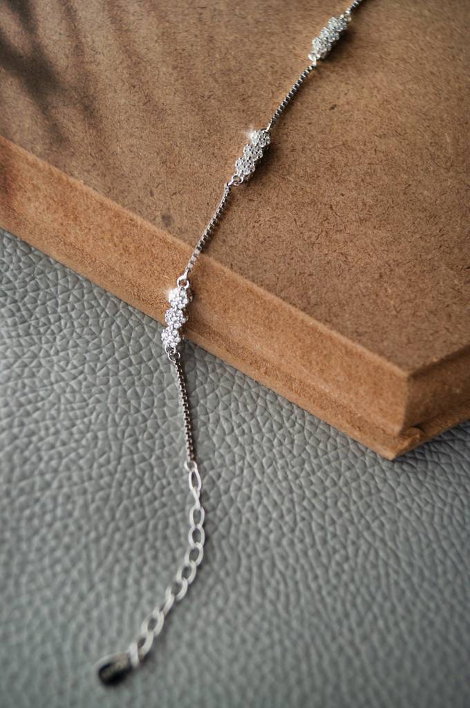 Sparkling Station Sterling Silver Chain Bracelet : MZSBC275D537