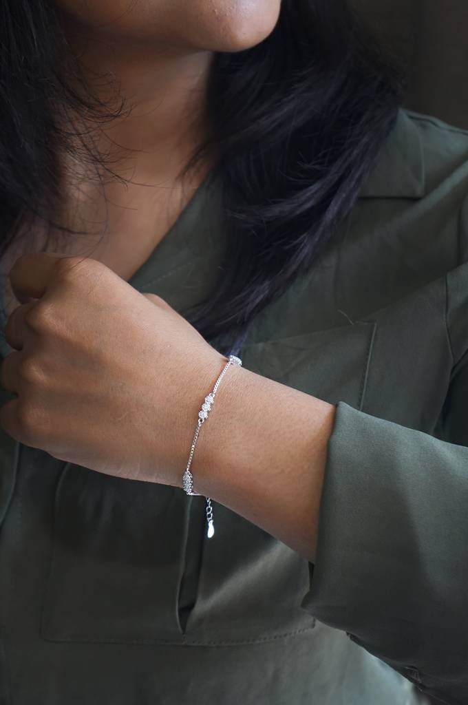 Sparkling Station Sterling Silver Chain Bracelet : MZSBC275D537