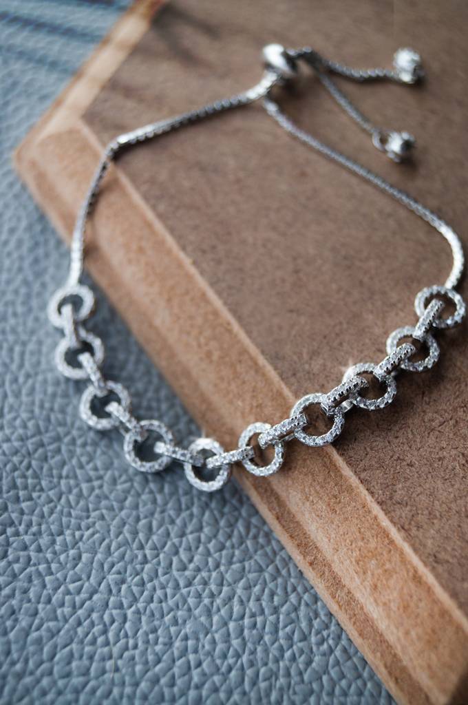 Trendy Interlinked Sterling Silver Pull Chain Bracelet : MZSBC282D551