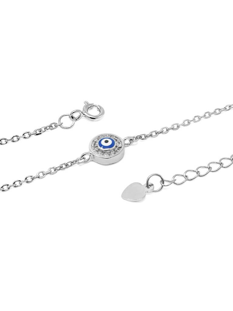 Mannash Evil Eye Handpainted Delicate 925 Sterling Silver  Chain Bracelet