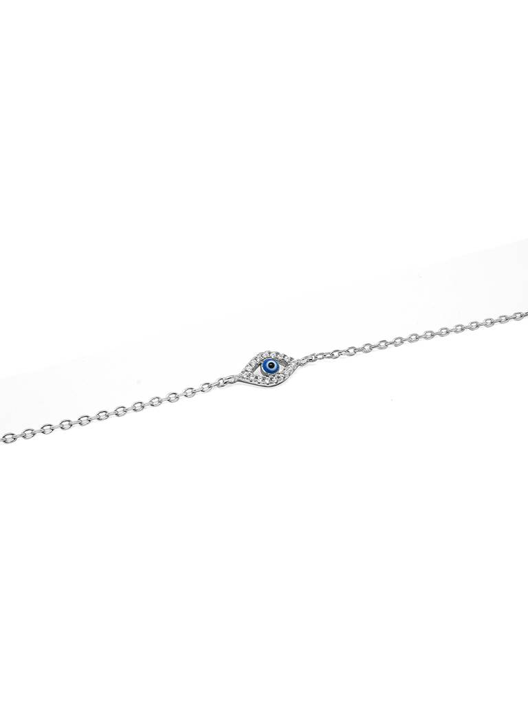 Evil Eye Hand-Painted Delicate Rose Gold Plated Sterling Silver Chain Bracelet : MCSBC265D523