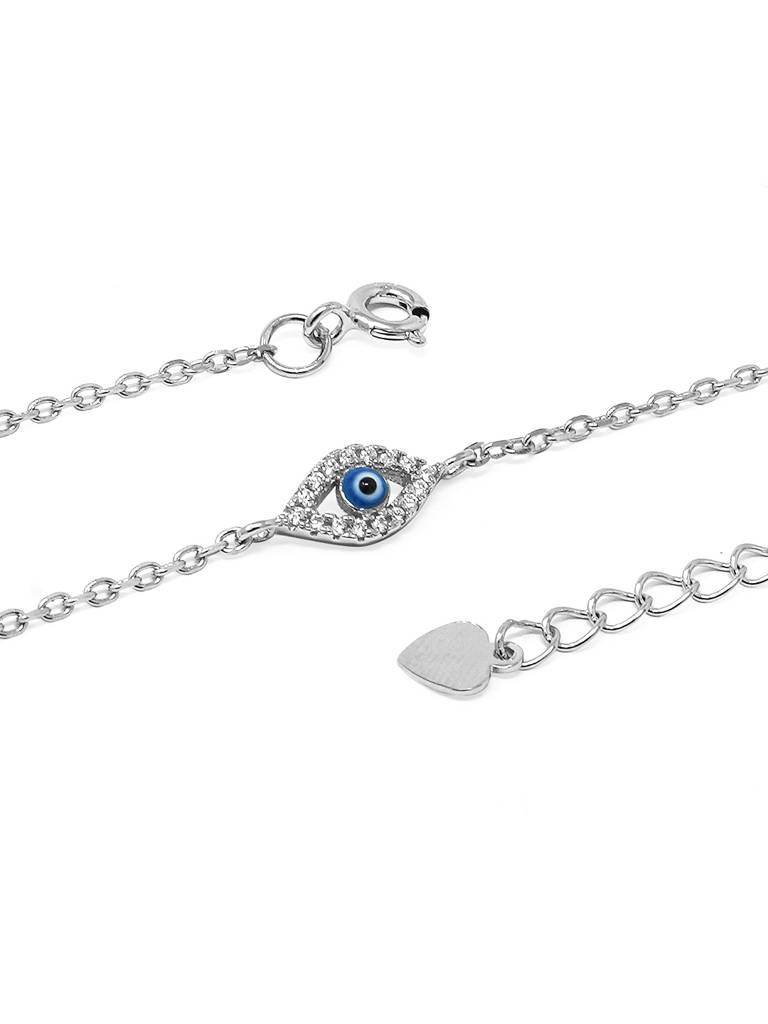 Evil Eye Hand-Painted Delicate Rose Gold Plated Sterling Silver Chain Bracelet : MCSBC265D523