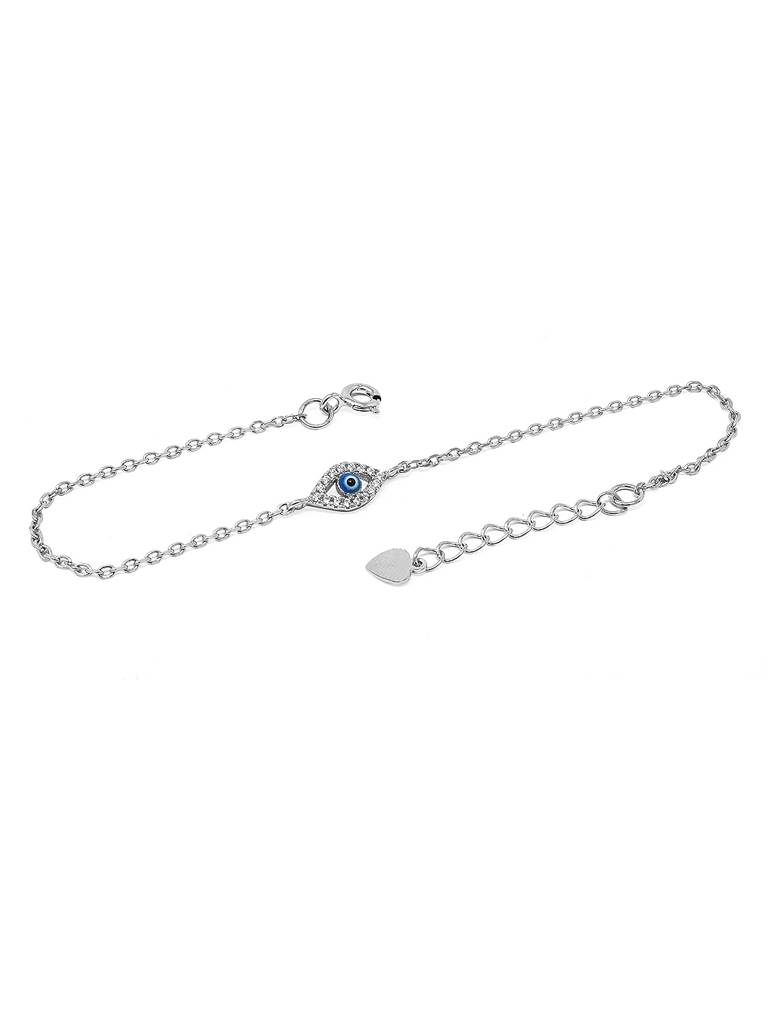 Evil Eye Hand-Painted Delicate Rose Gold Plated Sterling Silver Chain Bracelet : MCSBC265D523