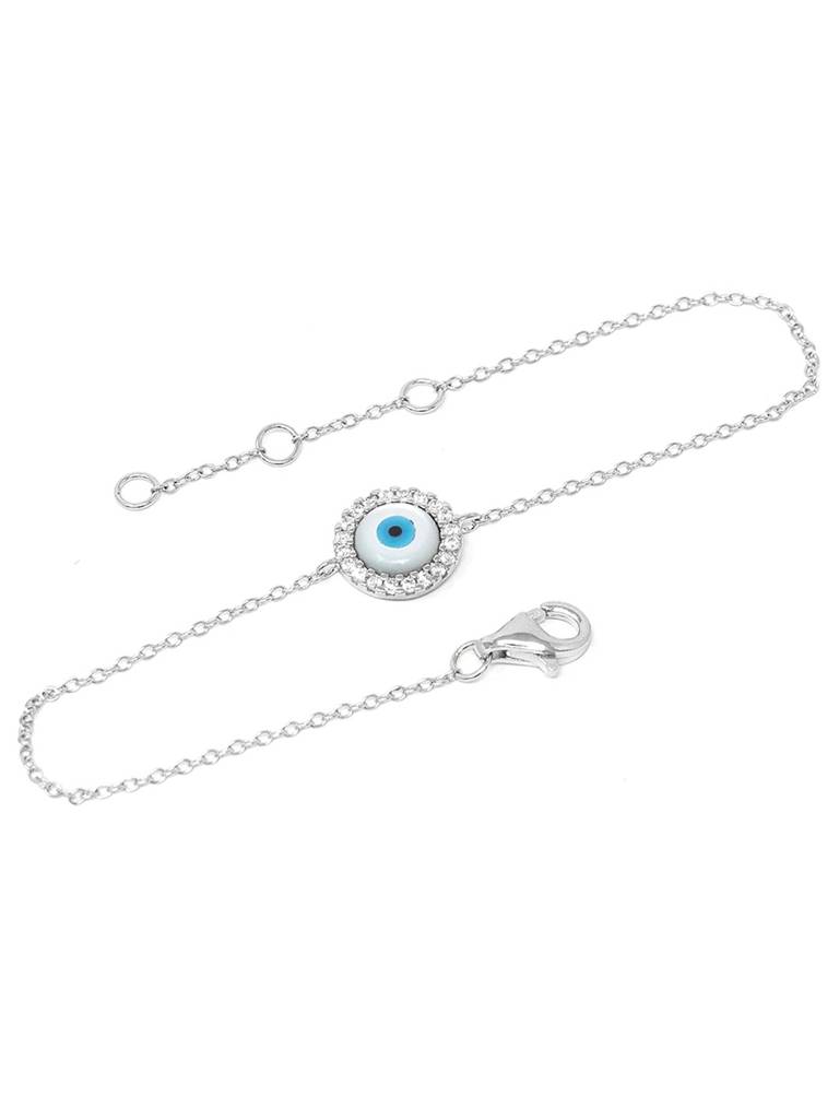 Mannash Halo Evil Eye 925 Sterling Silver Chain Bracelet