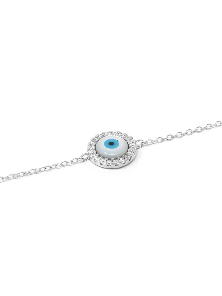 Mannash Halo Evil Eye 925 Sterling Silver Chain Bracelet