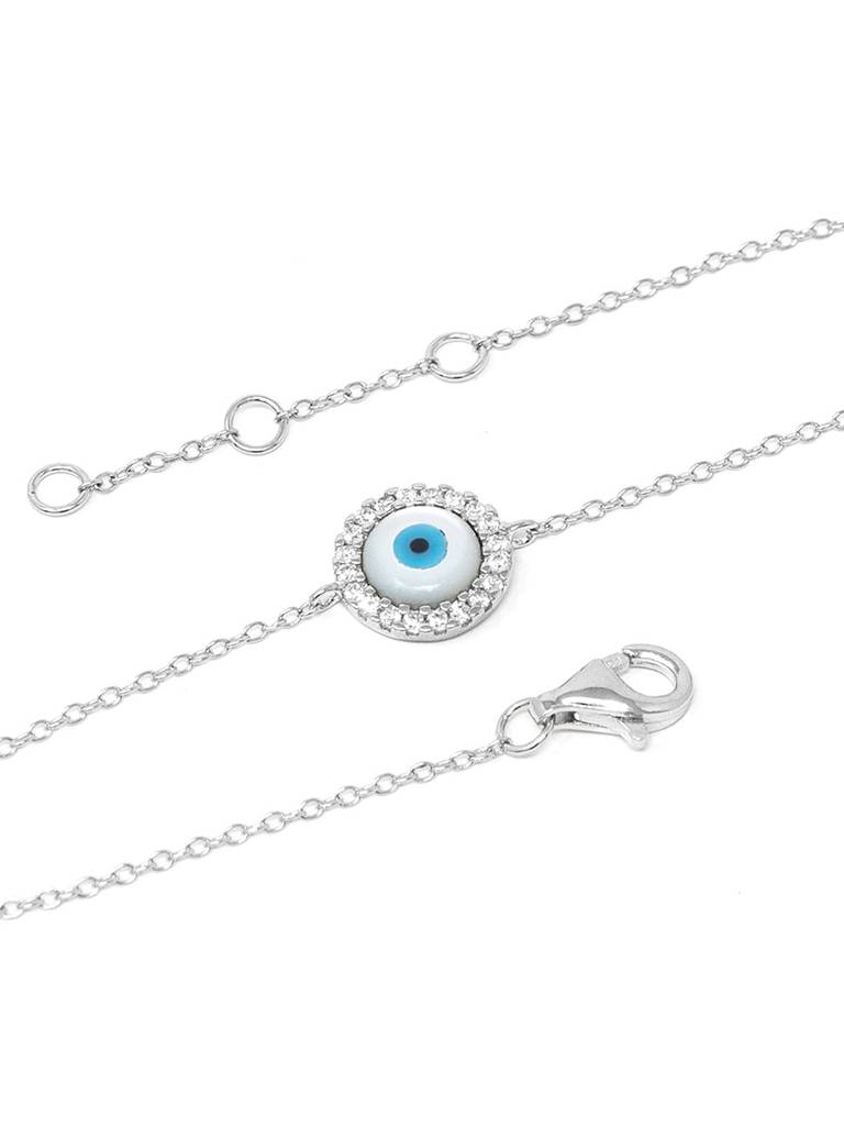 Mannash Halo Evil Eye 925 Sterling Silver Chain Bracelet