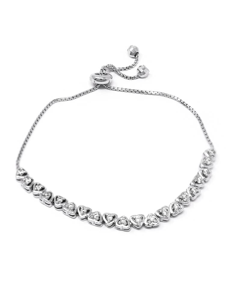 Mannash Dancing Hearts Sterling Silver Pull Chain Adjustable Bracelet : MZSBP624D1485