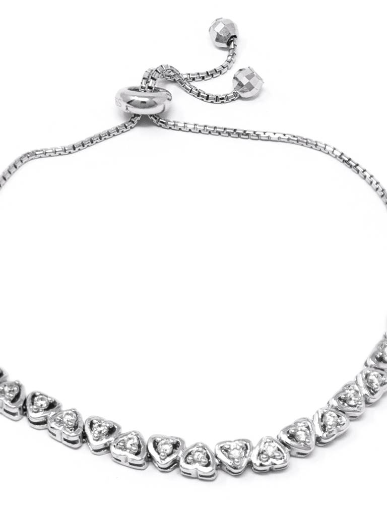 Mannash Dancing Hearts Sterling Silver Pull Chain Adjustable Bracelet : MZSBP624D1485