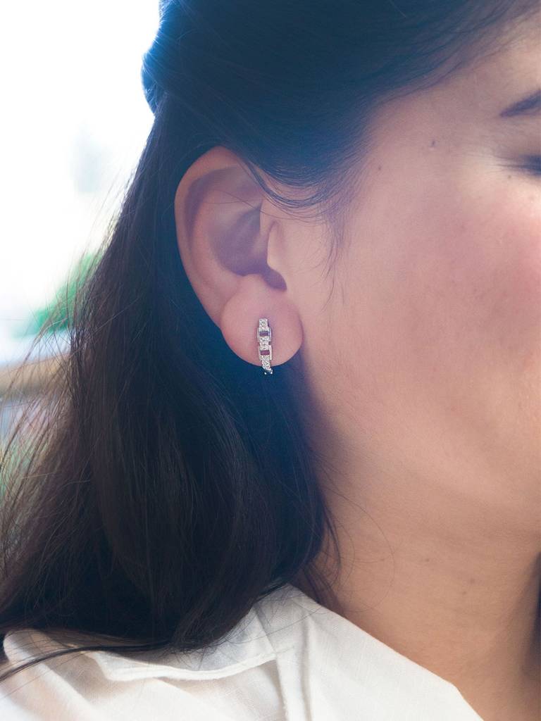 Mannash Tetris Linked Sterling Silver Hoop Earrings : MZSEH708D1683