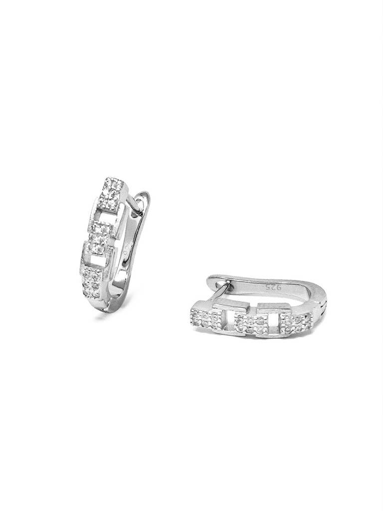 Mannash Tetris Linked Sterling Silver Hoop Earrings : MZSEH708D1683