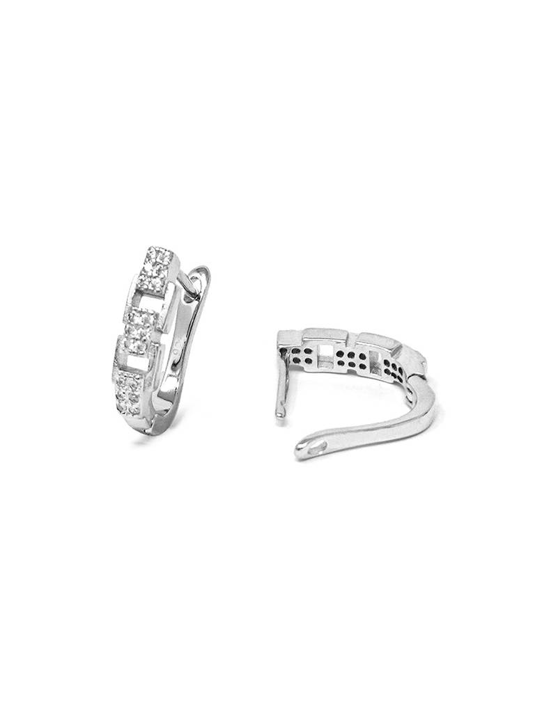 Mannash Tetris Linked Sterling Silver Hoop Earrings : MZSEH708D1683
