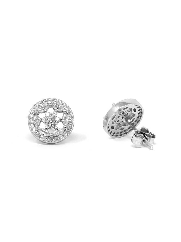 Mannash Ornate Flower 925 Sterling Silver Earrings