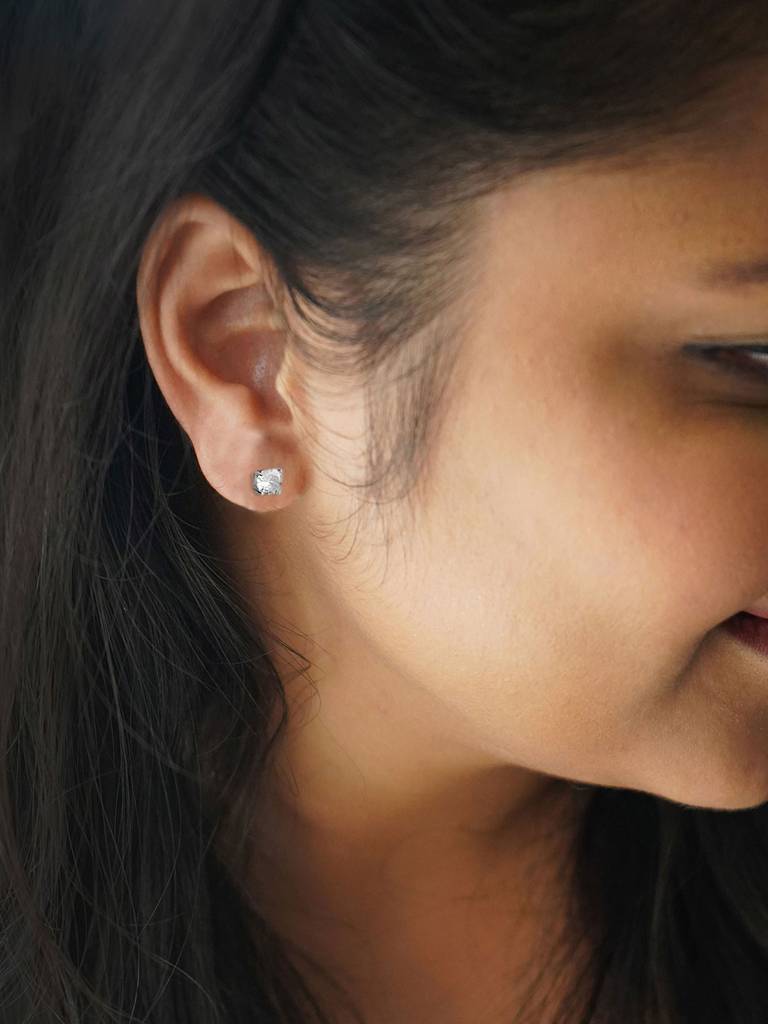 Mannash Classic Prong Solitaire Sterling Silver Stud Earrings : MZSES231D455