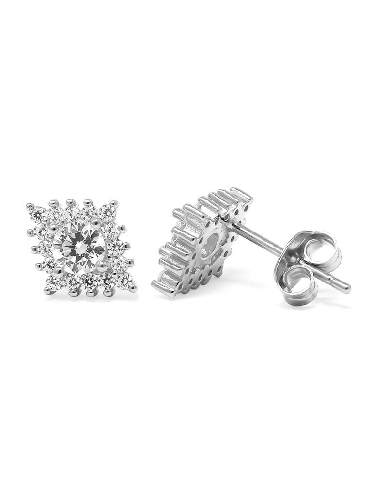 Rhombical Solitaire Sterling Silver Earrings : MZSES350D769