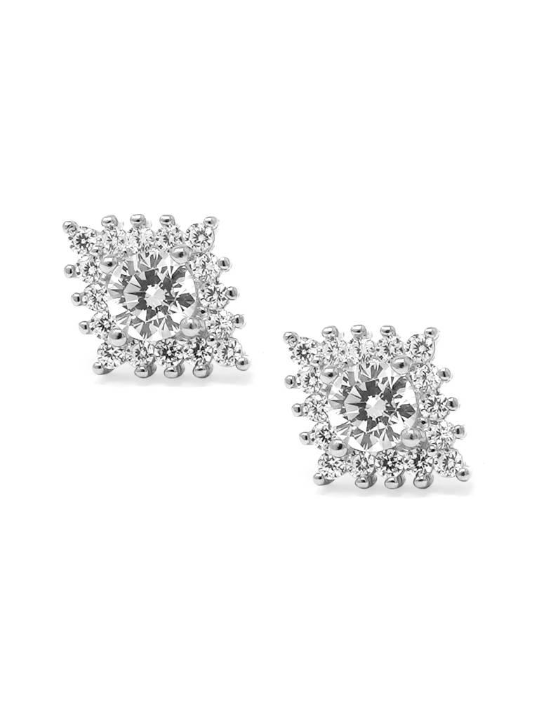 Rhombical Solitaire Sterling Silver Earrings : MZSES350D769