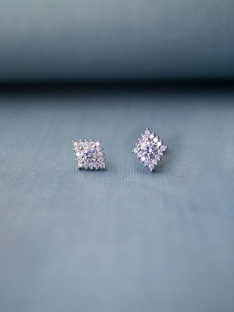 Rhombical Solitaire Sterling Silver Earrings : MZSES350D769