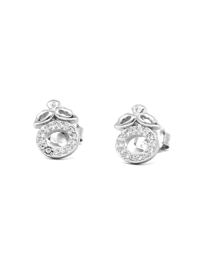 Mannash Halo Flower 925 Sterling Silver Stud Earrings