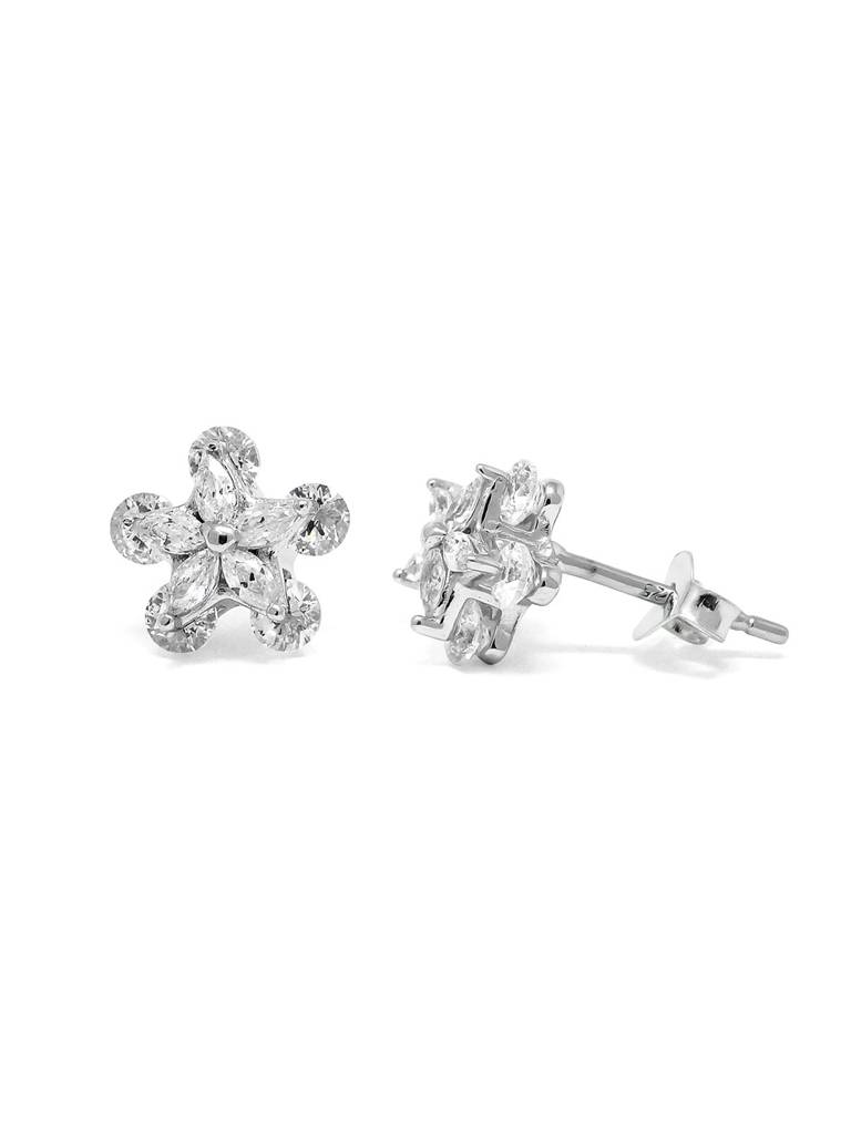 Starry Bling Sparkle Sterling Silver Stud Earrings : MZSES40D067