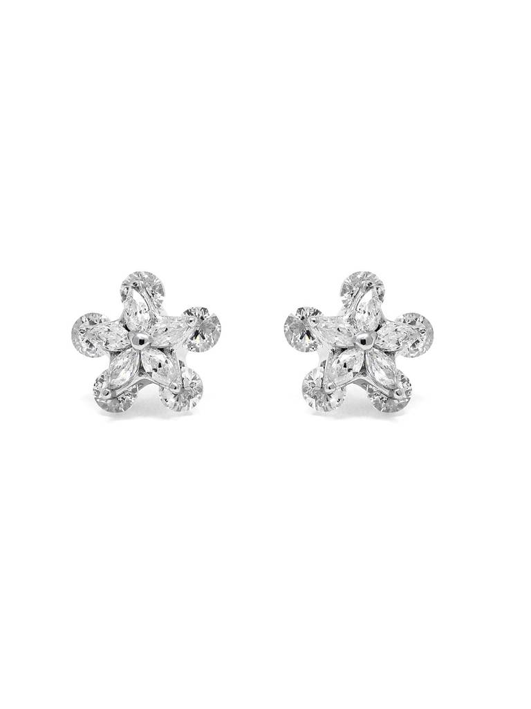 Starry Bling Sparkle Sterling Silver Stud Earrings : MZSES40D067