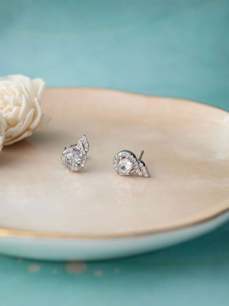 Mannash Stellar Solitaire Sterling Silver Stud Earrings : MZSES452D1073