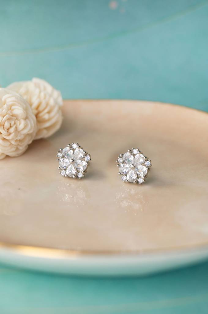 Mannash Sunshine Flower Sterling Silver Stud Earrings : MZSES456D1091