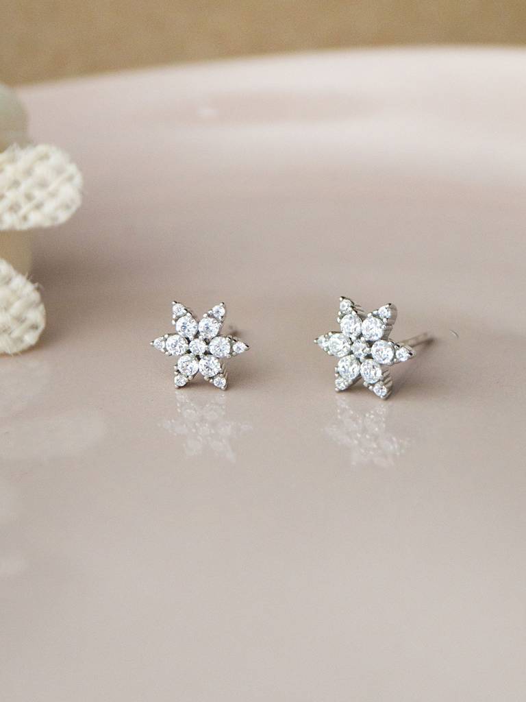 Mannash Shinning Daisy Flower Sterling Silver Stud Earrings : MZSES469D1112