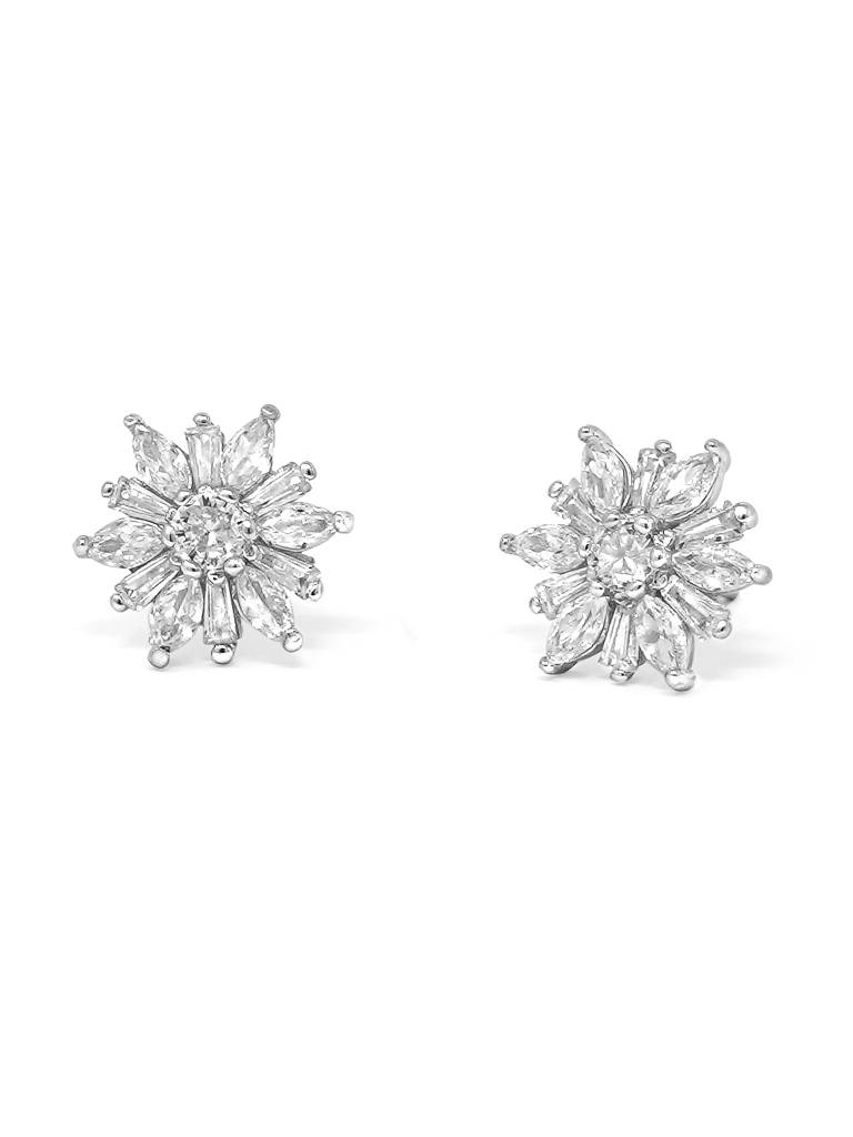 Mannash Floweret Cluster Sterling Silver Stud Earrings : MZSES471D1114